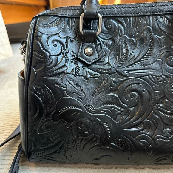 Patricia Nash Skye Satchel Burnished Tooled Leather Purse - Picture 2 of 8